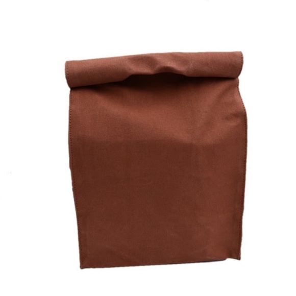 Handmade Reusable LARGE Waxed Canvas Lunch Brown Bag - Picture 3 of 6